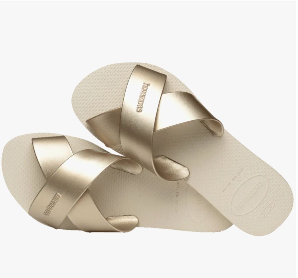Havaianas Aqua Metalic Beje Palha