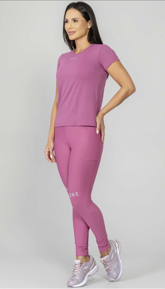 T-Shirt com recortes Run More rosa