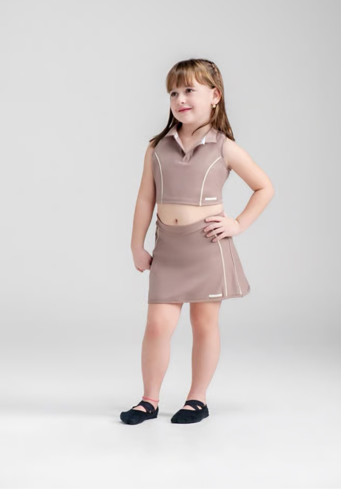 Short Saia Marrom Kids