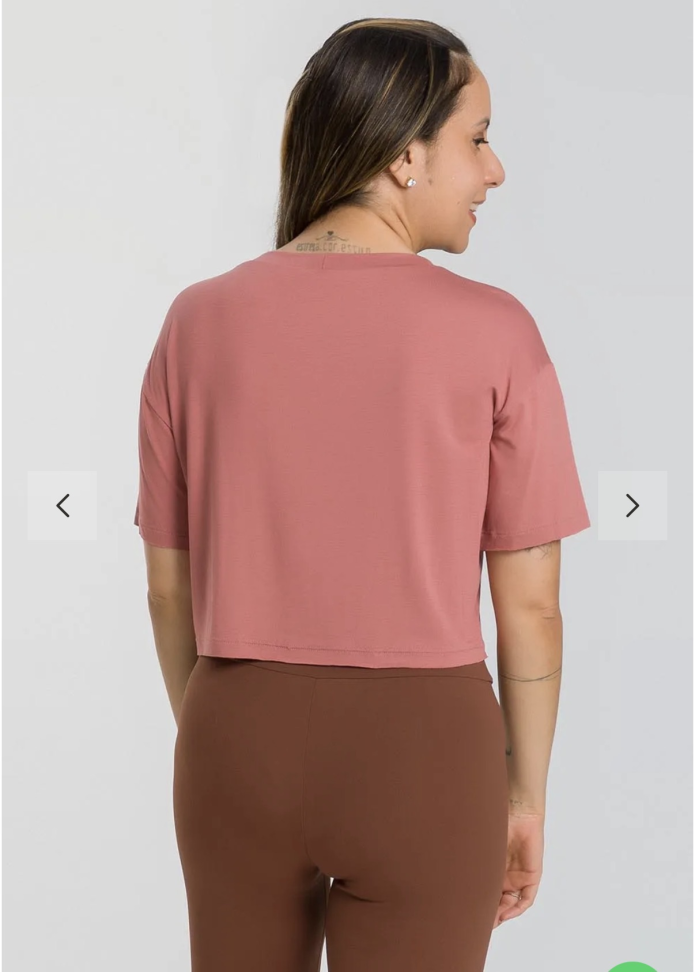 Camiseta Cropped Ballet Rosa Adulto