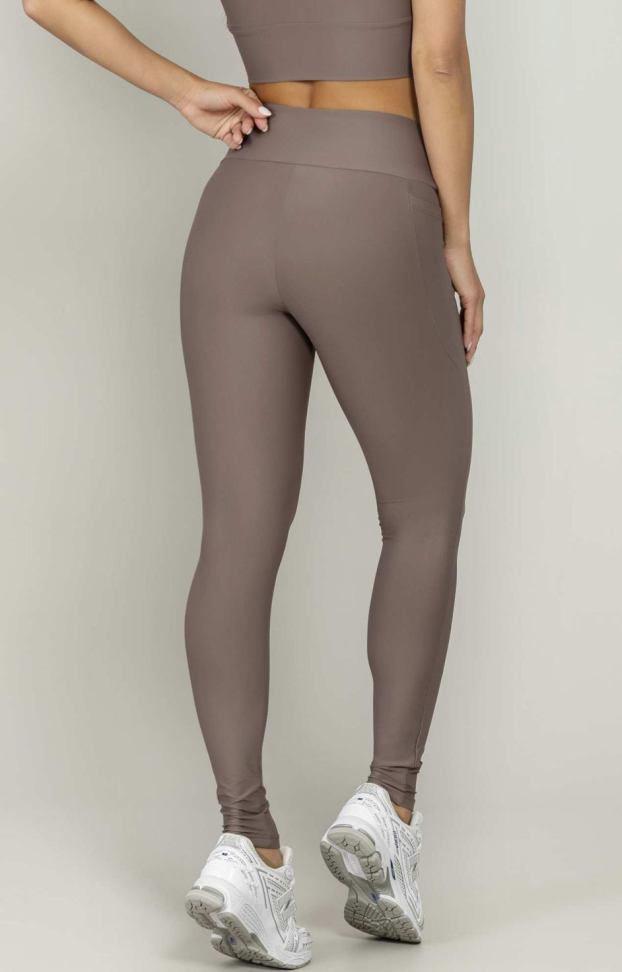 Legging com bolso Run More marrom