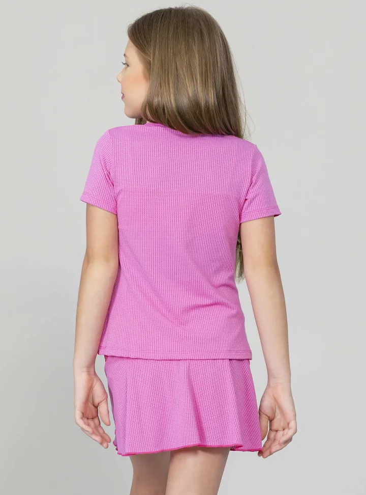 T-Shirt kids decote redondo Run More rosa - #3