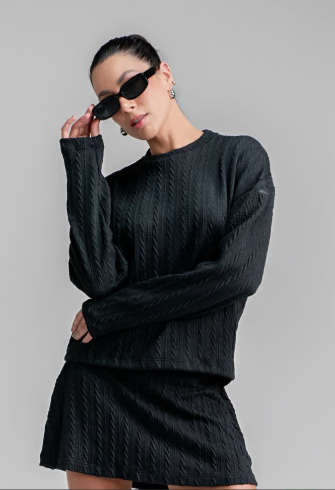 Blusa Trico manga longa Larulp preto