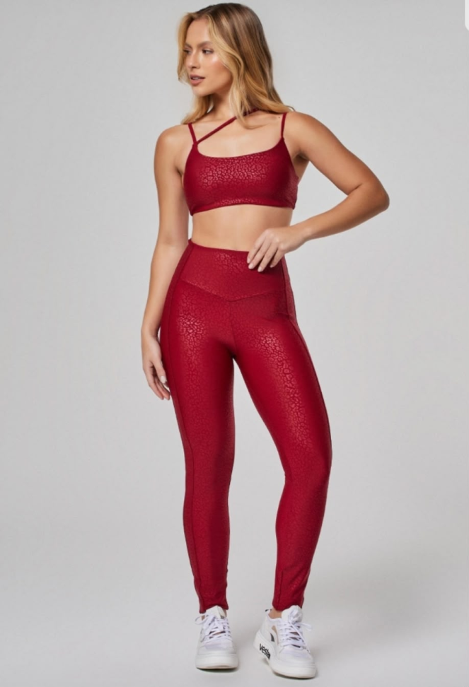 Top Leve Sustentação Estampa onça Vestem vermelho
