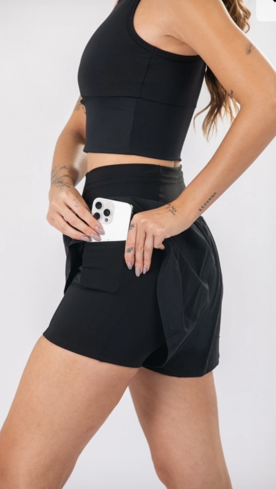 Short Duplo Flow Let’s Gym preto
