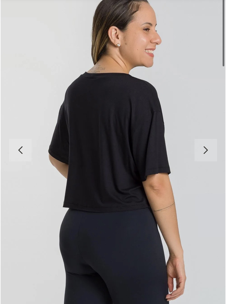 Camiseta Cropped Ballet Preta Adulto