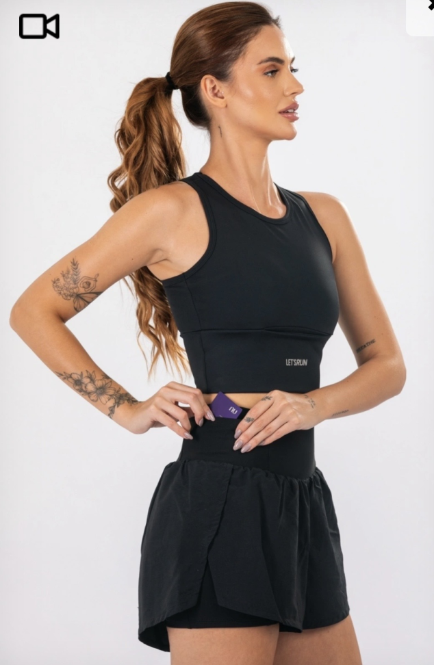 Cropped Run Let’s Gym preto