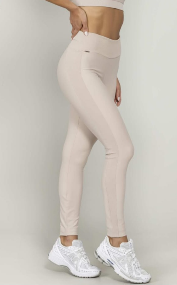 Legging cintura alta Run More bege