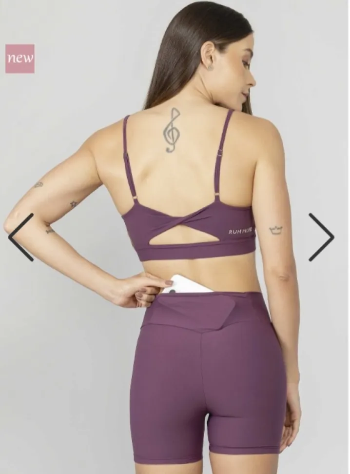 Top media sustentação Run More roxo - #3