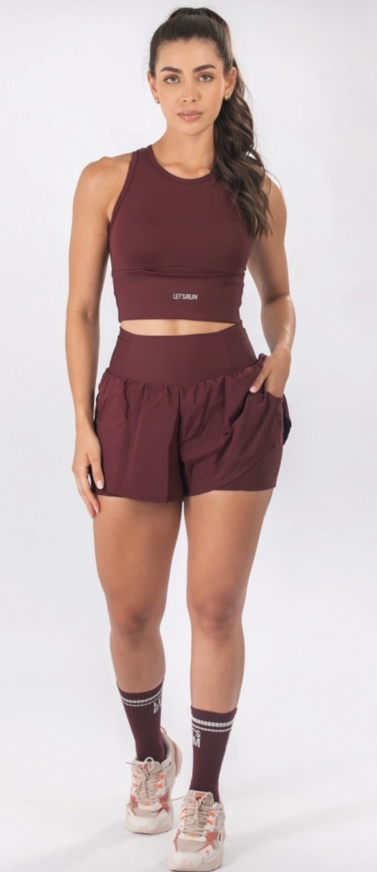 Short duplo Flow Let’s Gym burgundy