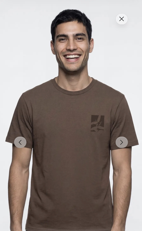 Camiseta Algodão Marrom Estampada