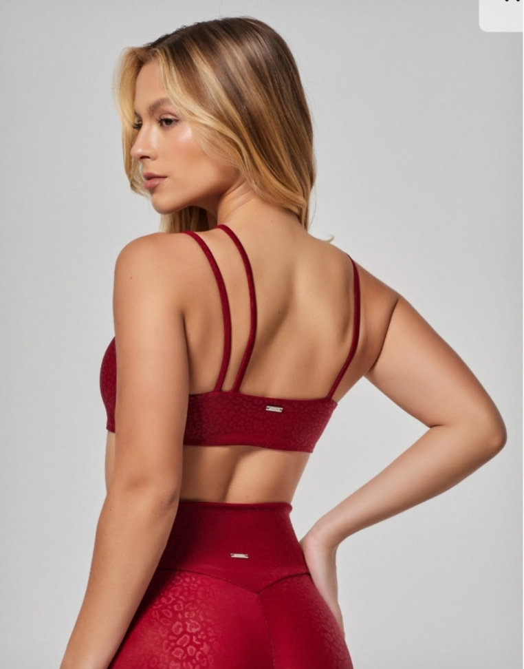 Top Leve Sustentação Estampa onça Vestem vermelho - #3