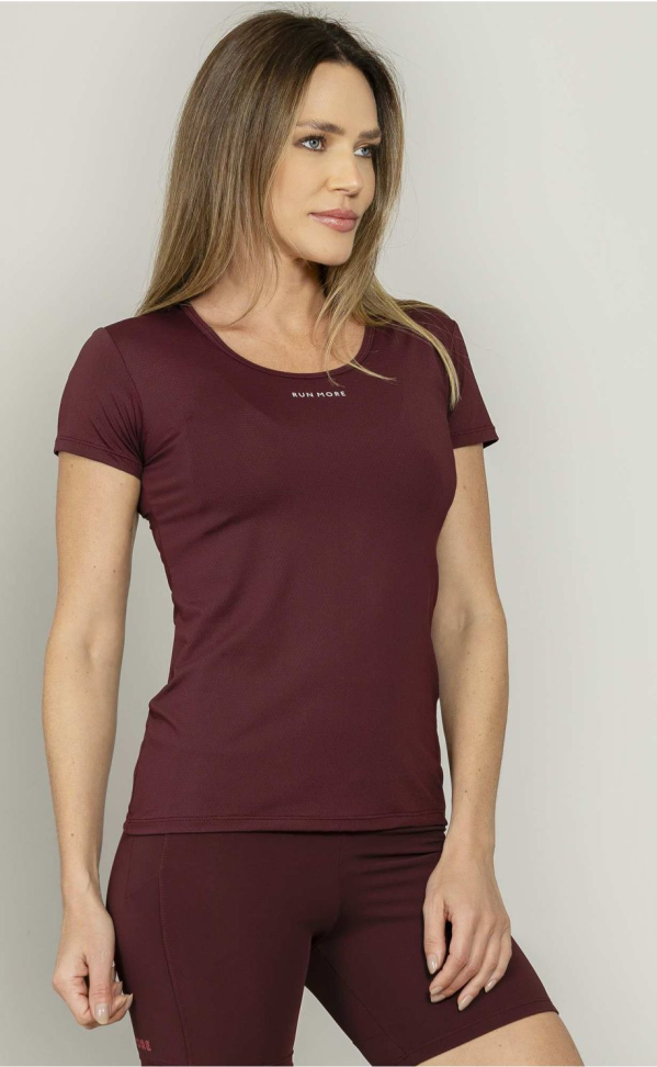 Baby look Decote redondo Run More bordo