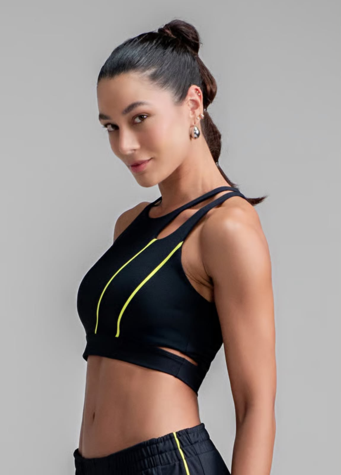 Top Alta sustentação Larulp preto/verde