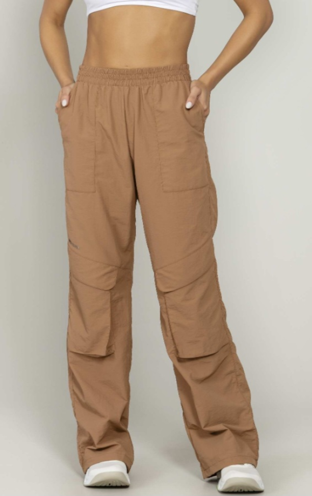 Calça wide leg Run More bege