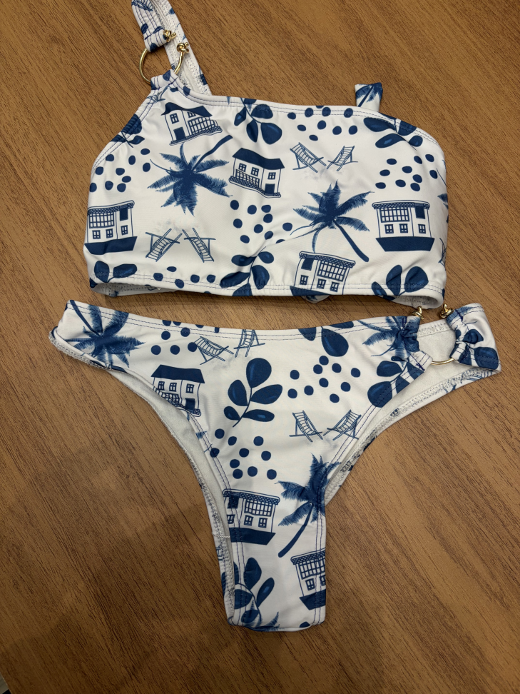 Biquíni Azul com Branco