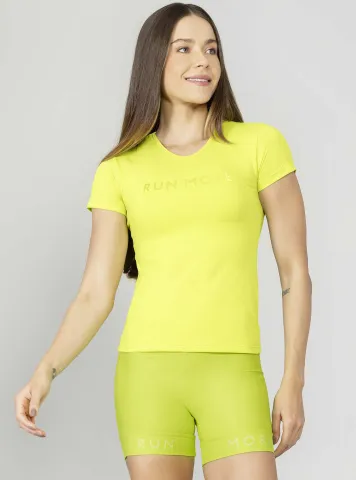 Baby look Decote redondo Run More verde