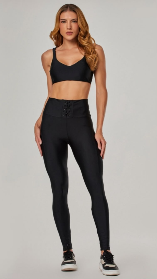 Legging Com Amarração Frontal Vestem preto