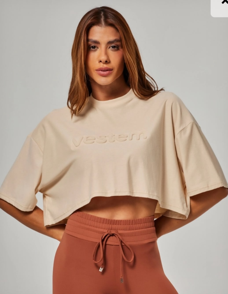 Camiseta Croped Vestem bege