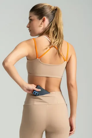 Top Larulp Kayla Bege Cabela/Laranja