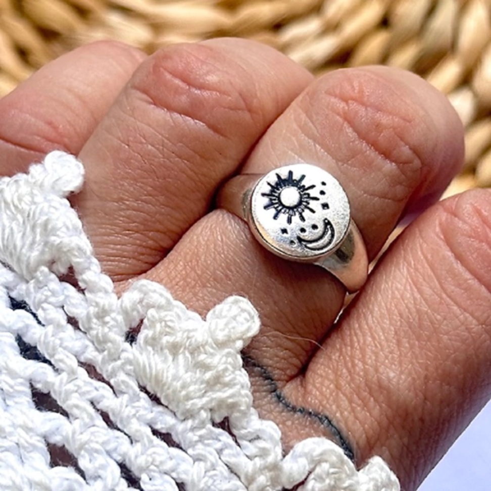 Anel Sol Lua Boho