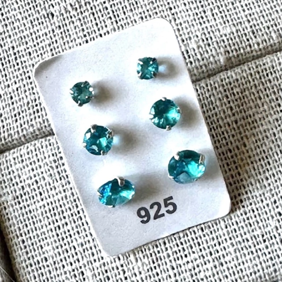 Trio Brincos Azul Acqua