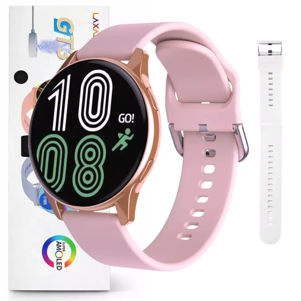 Smartwatch LaxasFit GT3 Amoled Chamadas Pulseira Extra Lançamento - Preto e Rosê Gold - #3