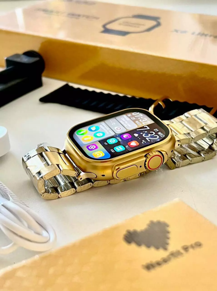 Smartwatch X8 Ultra Gold Com 2 Pulseiras