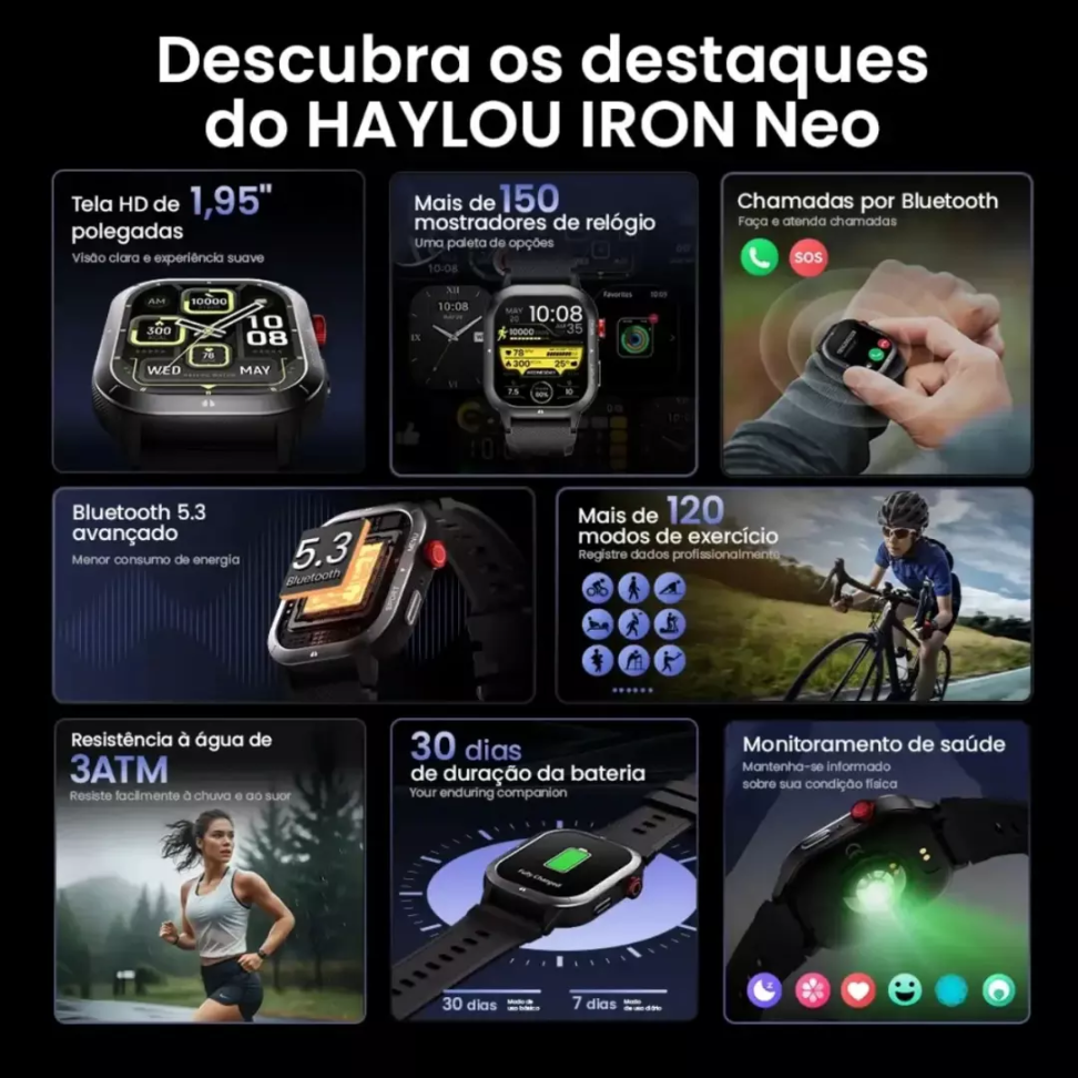 Smartwatch Haylou Iron Neo A Prova D'água - Preto - #3