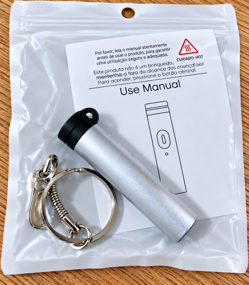 Isqueiro Elétrico Portátil USB Tipo-C Fêmea Recarregável com Chaveiro - #4
