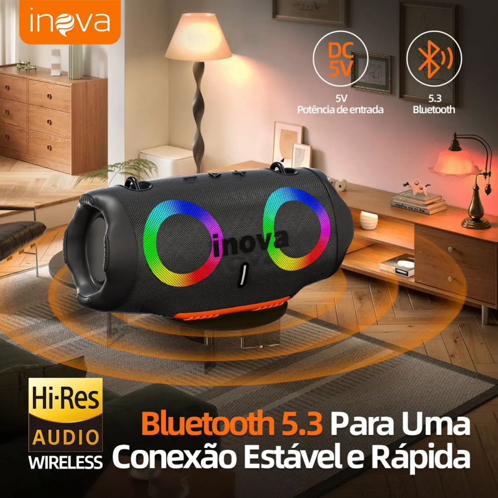 Caixa De Som Inova 30w Bluetooth Tws Estéreo Alta Hifi Festa À Prova D'água Ipx6à Com Rgb - #5
