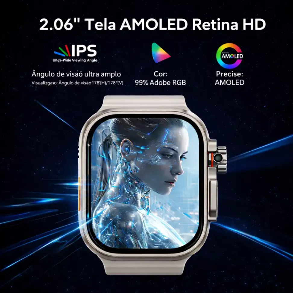 Smartwatch Microwear Ultra 4 Ai 5G 2/16GB Amoled Chip Android Camera Wifi - Preto e Titânio Gold - #6