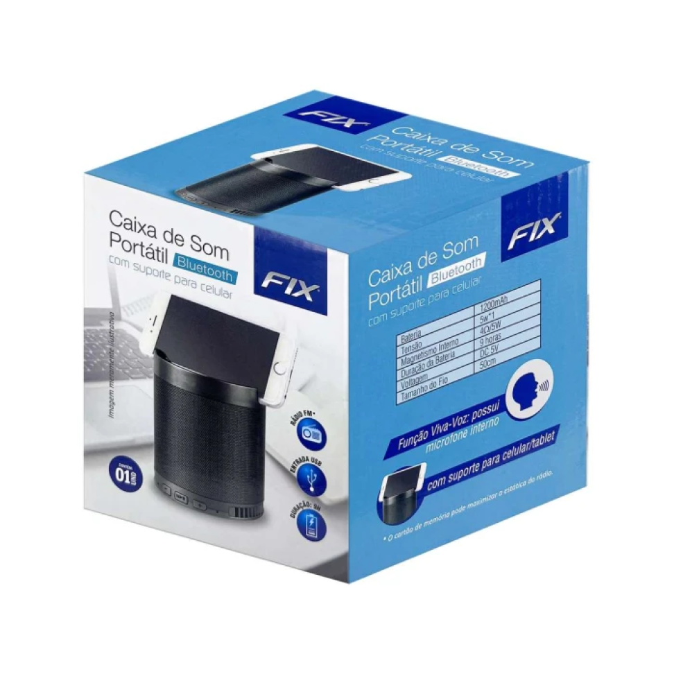 Caixa de som bluetooth 5w com suporte para celular Fix - #4