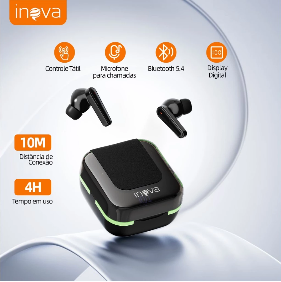 Fone de Ouvido Bluetooth Sem Fio INOVA FON-13084  Estéreo Som HD Conexão Rápida Bateria Longa Duração - #4