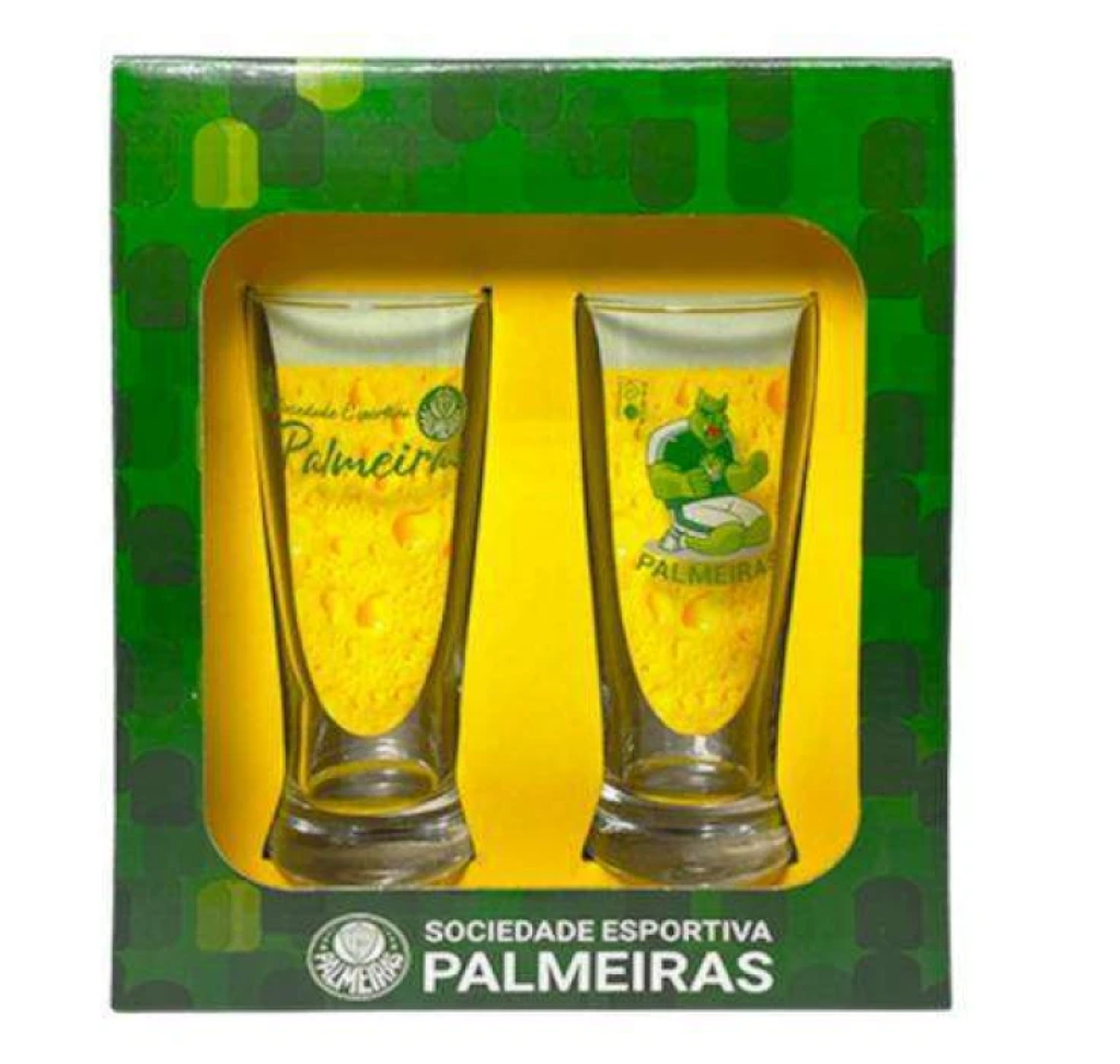 Copo de vidro tulipa para chopp 300ml com 02 peças palmeiras allmix - #3