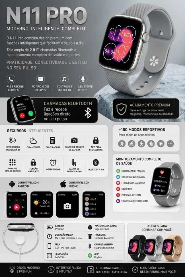 Smartwatch N11 Pro 49mm Relógio Inteligente Bluetooth Nfc