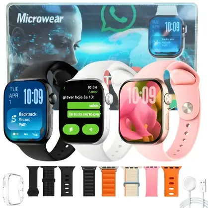Smartwatch Microwear W11G 2GB Série 11 GPS Whatsapp A Prova D'água - Preto, Branco e Rose Gold