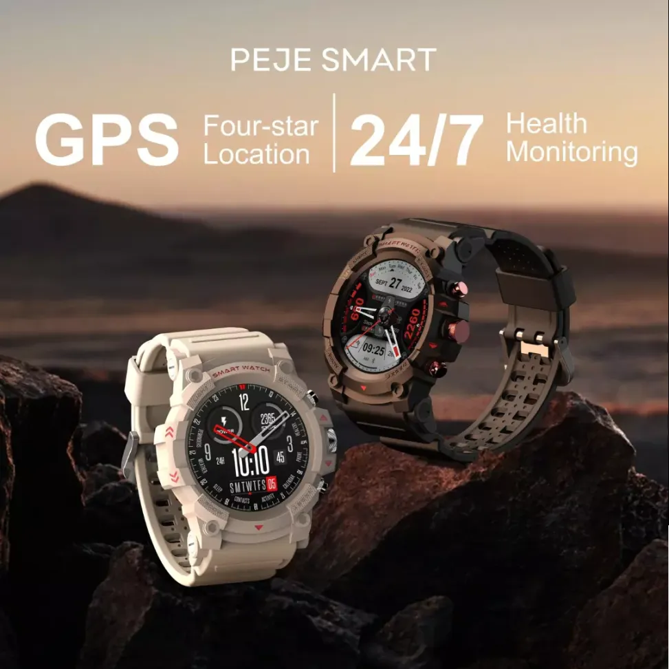 Smartwatch Peje G01C Amoled GPS A Prova D'água - Preto e Bege - #8