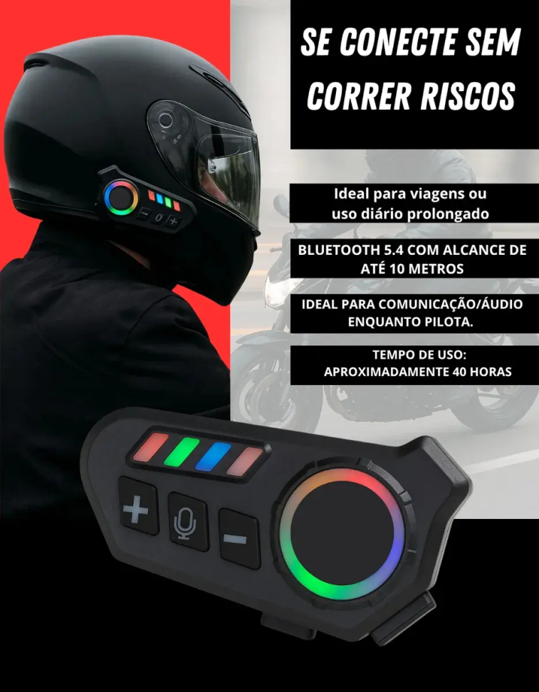 Fone De Ouvido Para Capacete Moto Bluetooth Rgb Sem Fio - #12