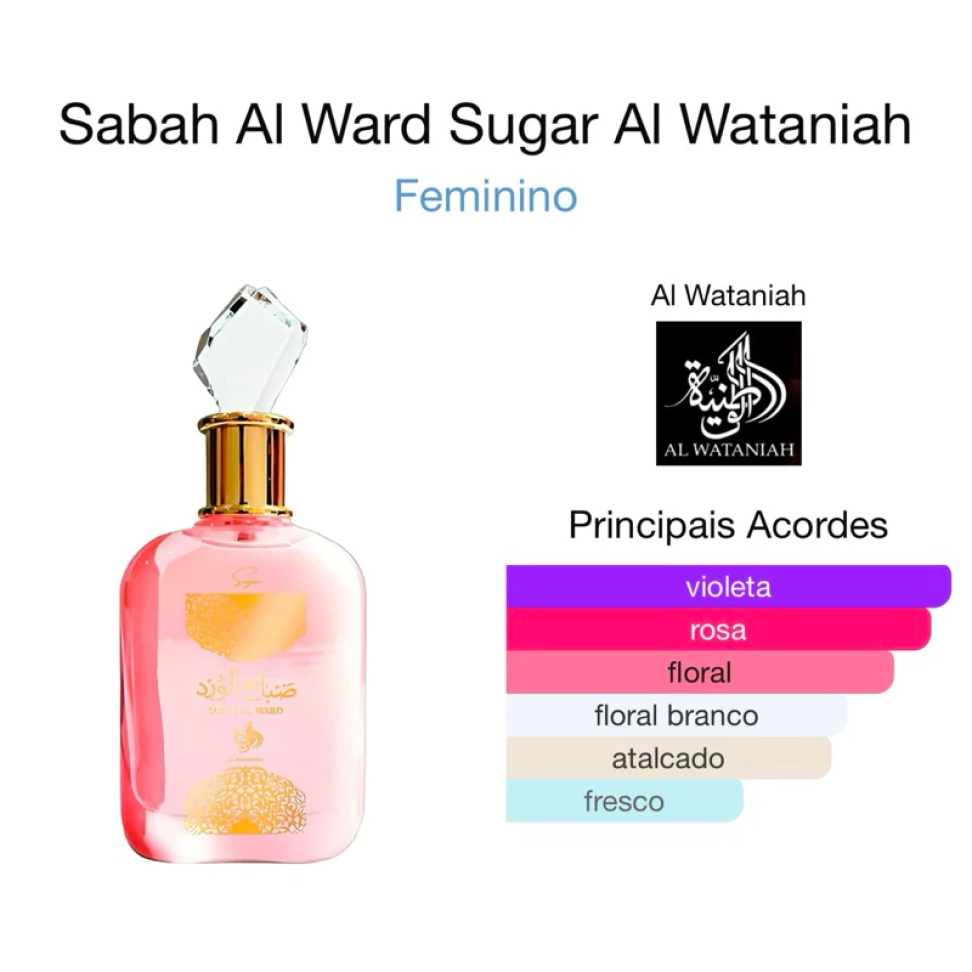 Perfume Al Wataniah Sabah Al Ward Sugar ( Rosa ) Edp Feminino 100ml