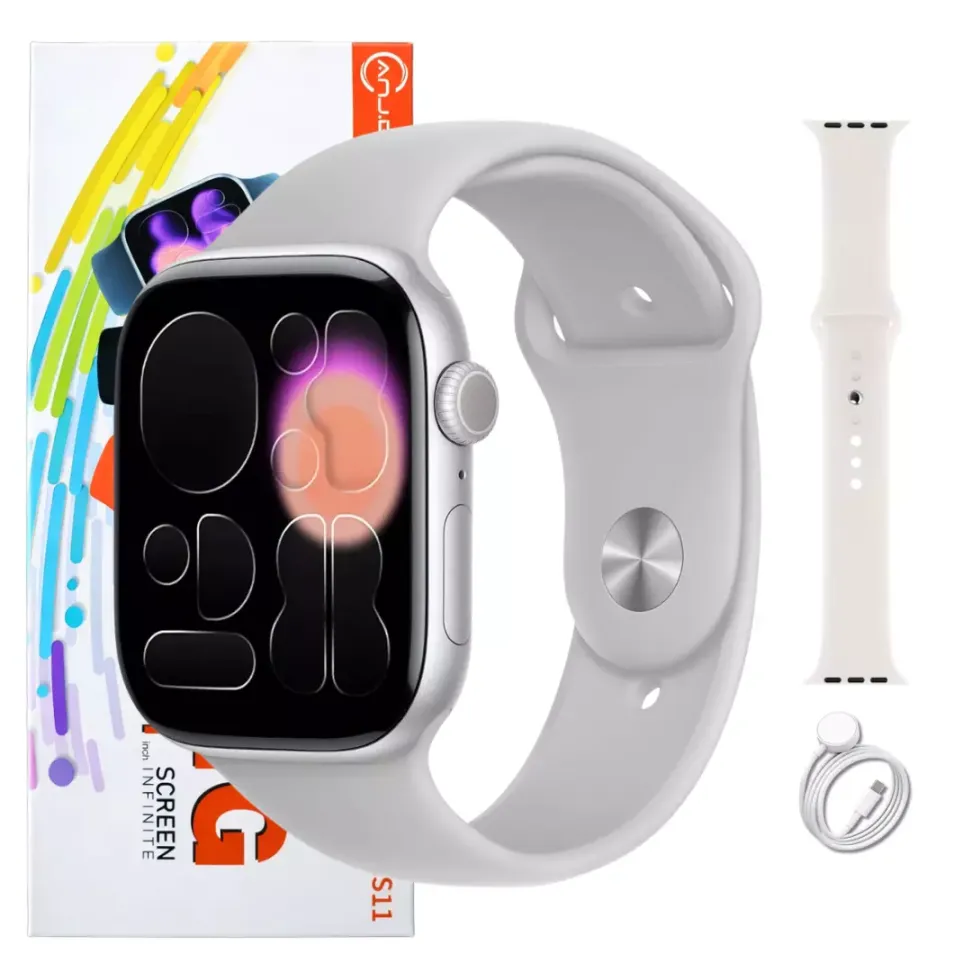 Smartwatch CS11 47mm Serie 11 Jogos Pulseira Extra Lançamento - Preto, Branco e Rosa - #3