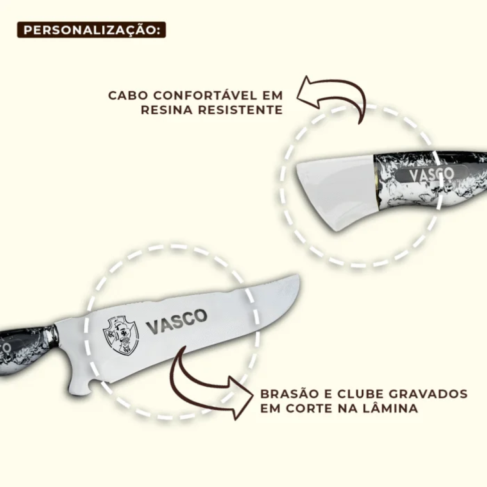 Faca Churrasco Personalizada 10 Pol Aço Inox do seu Time - #3
