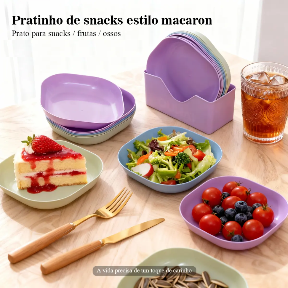 Kit 10 Pratos Coloridos Para Servir + 1 Base Organizador - #3