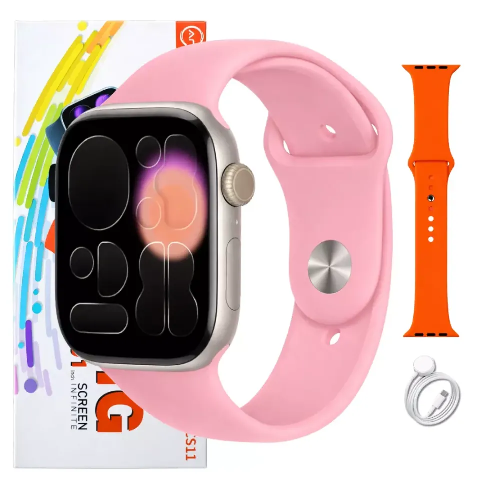 Smartwatch CS11 47mm Serie 11 Jogos Pulseira Extra Lançamento - Preto, Branco e Rosa - #4
