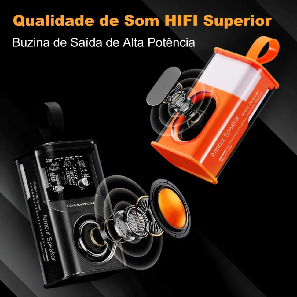 H'maston AM-24 Caixa De Som Bluetooth 5.0 Portátil Com Luz Rgb E Microfone