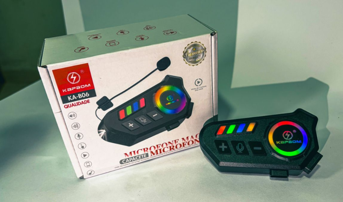 Fone De Ouvido Para Capacete Moto Bluetooth Rgb Sem Fio