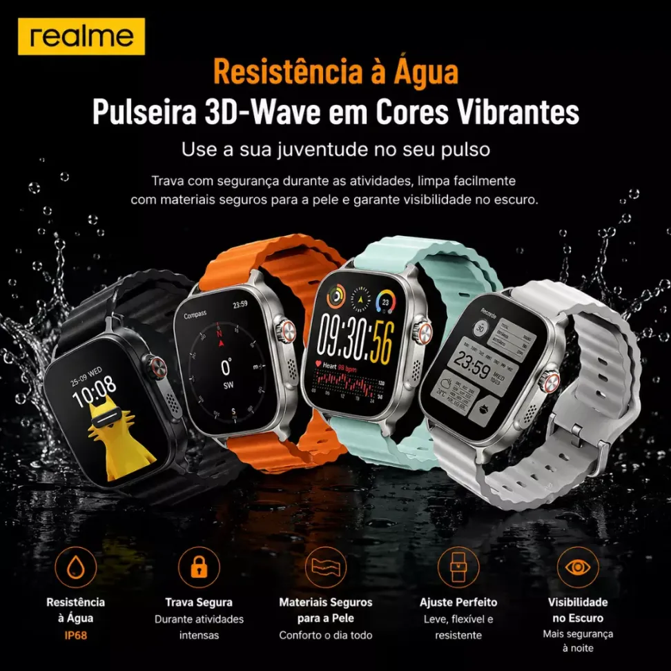 Smartwatch Realme Watch 5 Amoled GPS NFC - Preto e Prateado - #4