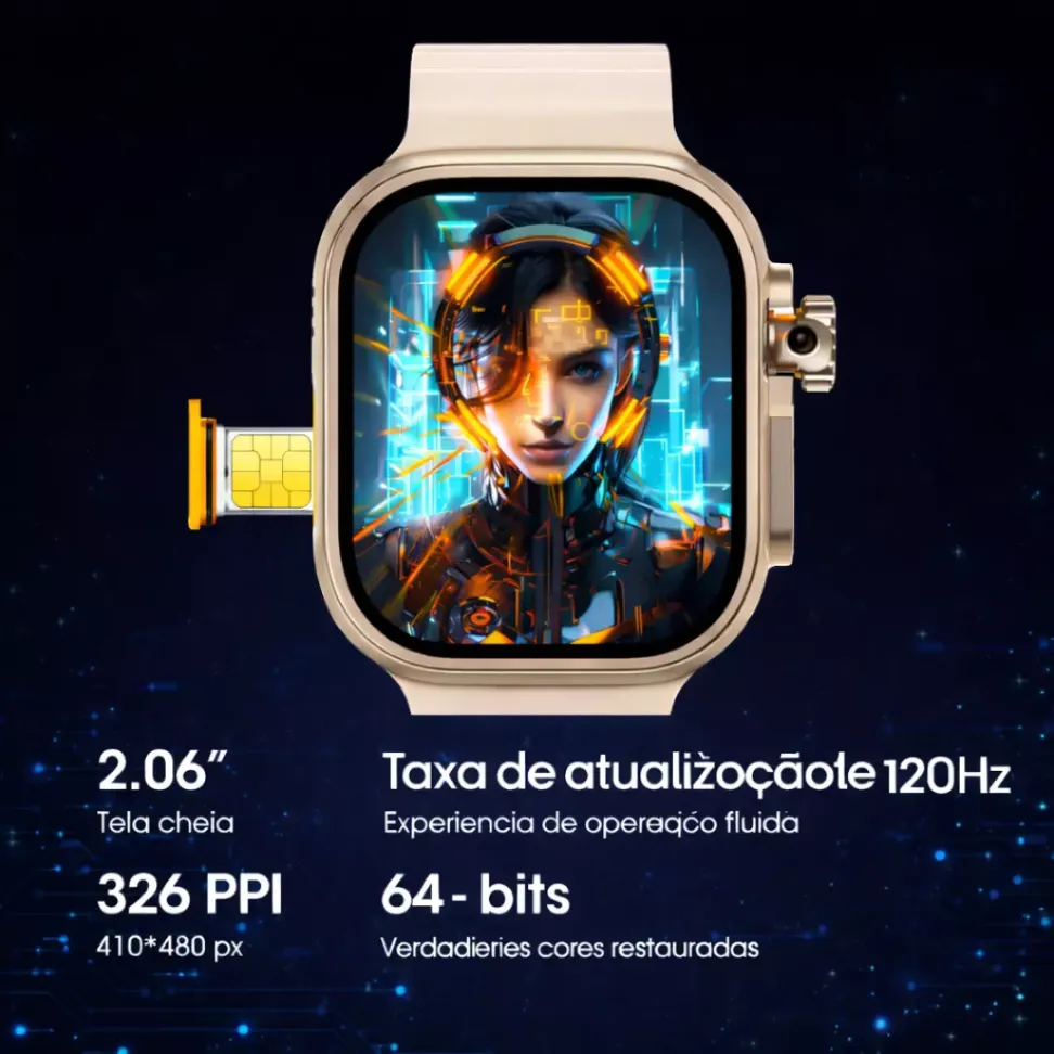 Smartwatch Microwear Ultra 4 Ai 5G 2/16GB Amoled Chip Android Camera Wifi - Preto e Titânio Gold - #8