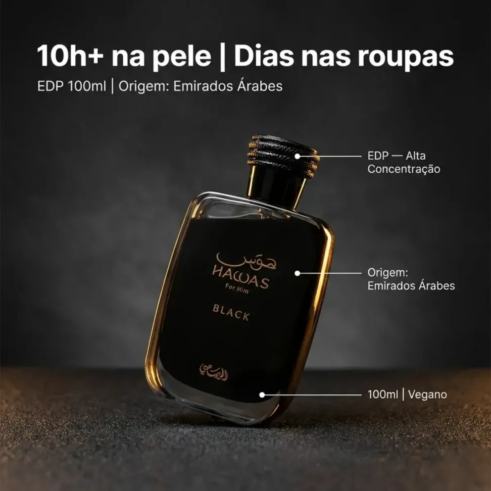 Perfume Hawas Black Edp Rasasi Masculino 100ml Rasasi - #6
