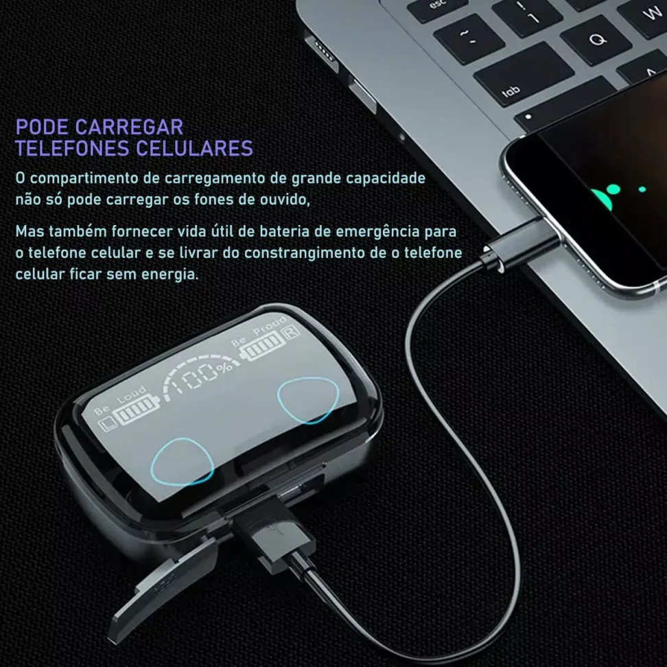 Fone De Ouvido M10 Bluetooth V5.1 C/ Carregador Power Bank - #7